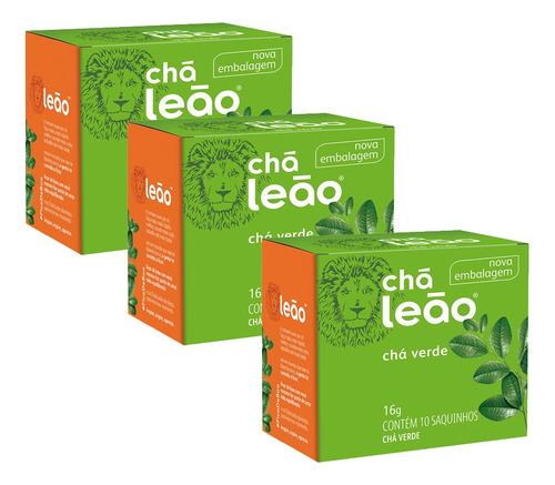 Chá Verde Com 10 Saquinhos - Leão - Kit 3