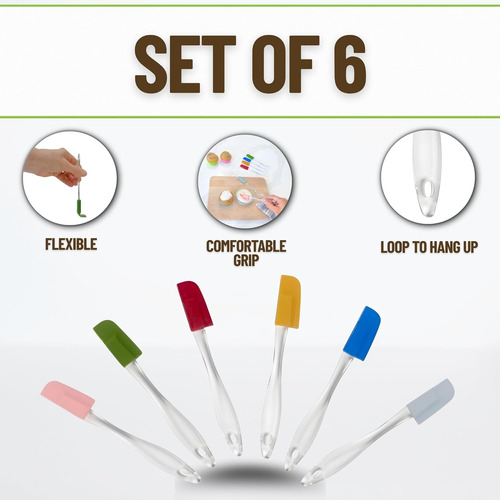 Juego De 6 Mini Espátulas De Silicona Resistentes Al Calor