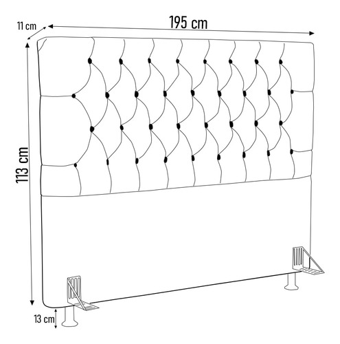 Cabeceira Casal King Cama Box 195cm Cristal C16 Bouclê Telha