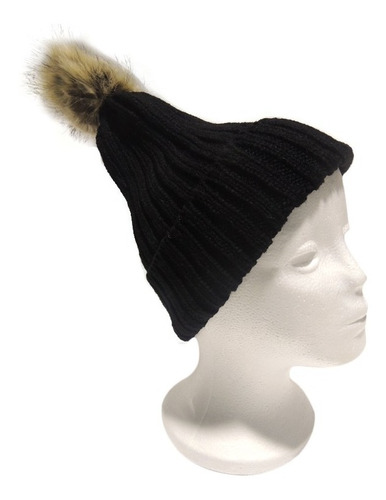 Gorro Lana Sintética Mujer Invierno Abrigo Frío Negro