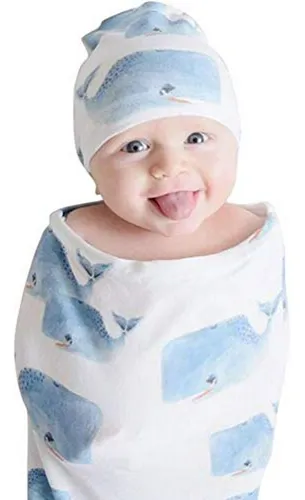 Set De Saco De Dormir Y Gorro Para Bebé Tiburón 0-12 Meses