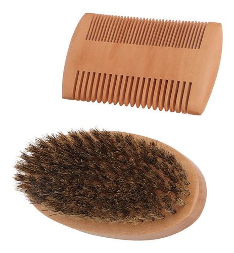 Kit De Cepillos Para Barba De Madera, Doble Cara, Suave Y Mo