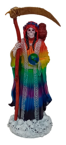 Figura La Santa Muerte San La Muerte Con Buho 7 Colores 20cm