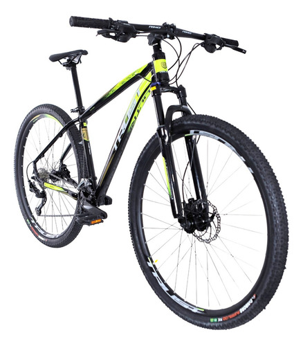 Bicicleta Aro 29 Trust 2x9 Shimano Alivio - Freio Hidraulico Cor Preto + Amarelo Neon Tamanho Do Quadro 19