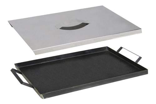 Plancha Bifera 2 Hornalla + Tapa Acero Inoxidable Feroz