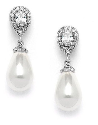 Mariell Glass Pearl Drop Clip En Pendientes Con Pearshaped C