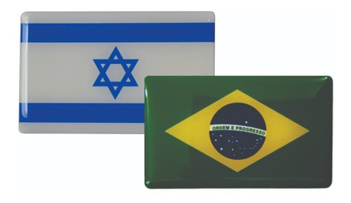 Imagem 1 de 5 de Adesivo Bandeiras Brasil E Israel Resina Resinada, Carro