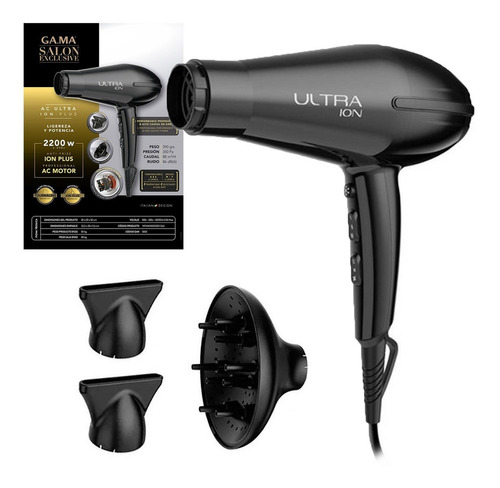 Secador de pelo GA.MA Italy Salon Exclusive Ultra Ion negro 240V