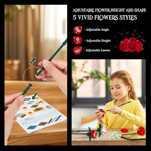 Kit De Construcción De Ramo De Flores De Rosa Como Regalo Pa