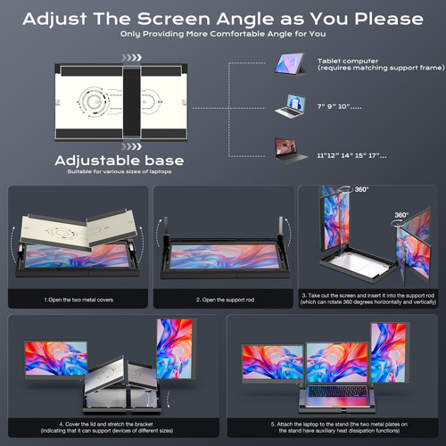 Extensor De Pantalla De La Computadora Portátil 14 Triple Po