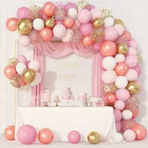Comprar Arco Organico Globos Rosa Gold Dorado Rosa Confetti