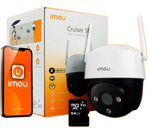 Cámara Seguridad Cruiser 4mp Imou Wifi Exterior Ip + Sd 64 G