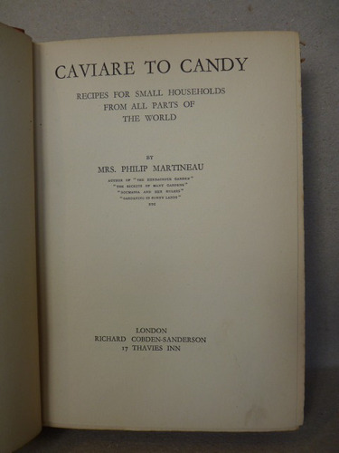 Philip Martineau, Mrs. Caviare To Candy. 1928