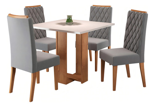 Mesa De Jantar 4 Lugares Sophia Diamantina Mel/blonde Cinza