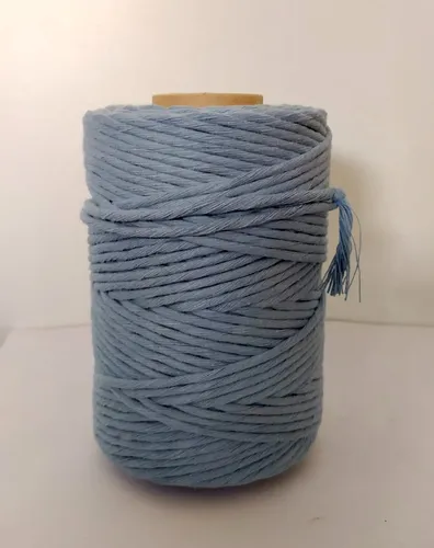 Hilo Puro De Algodón Macramé Telar Color Azul Petróleo Suave