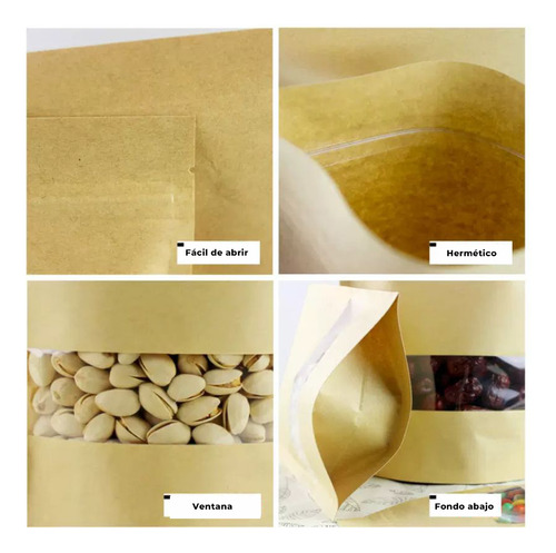 50 Unidads Bolsa Kraft Doypack 30*40+6 Cierre Hermetico