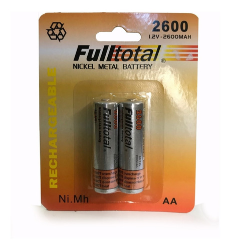 Pila Recargable Fulltotal Aa 2600mah Pack X 2 Pilas