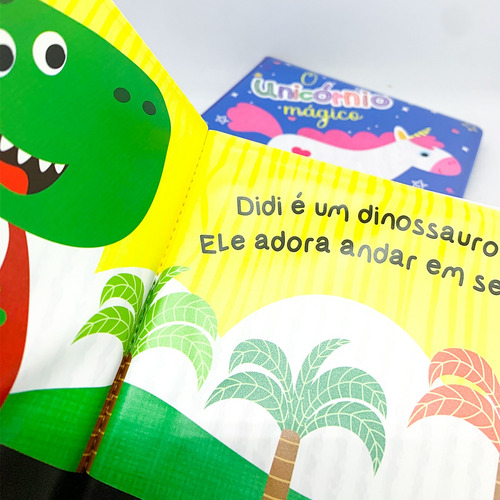 Kit Livro De Banho Grande - O Dinossauro Engraçado + O Unicórnio Mágico - 2 Livros Infantis