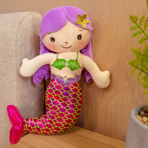 .. Almohada De Felpa De Muñecas De Sirena Morada De 30 Cm E