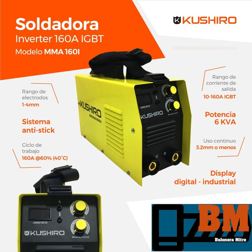 Soldadora Inverter Mma 160a Electrodo Display Digt. Kushiro