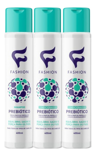 Kit 2x Condicionador + 1x Shampoo Prebiotico Fashion