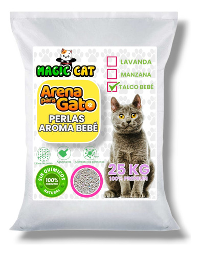 Arena Super Premiun Para Gatos Con Aroma Talco Bebe 25kg