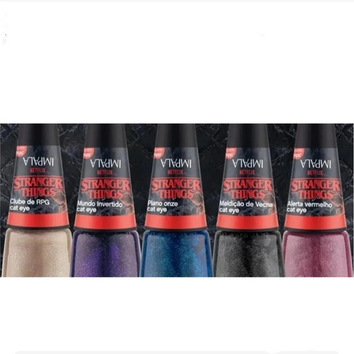 Imagem 9 de 10 de Impala Kit C/05 Esmaltes Coleção Cat Eye Imã Stranger Things