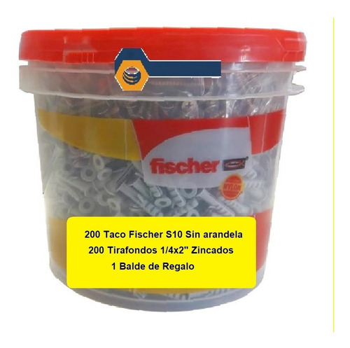 Taco Tarugo Tornillo Balde Tirafondo Fischer S10 1/4x2 X200u