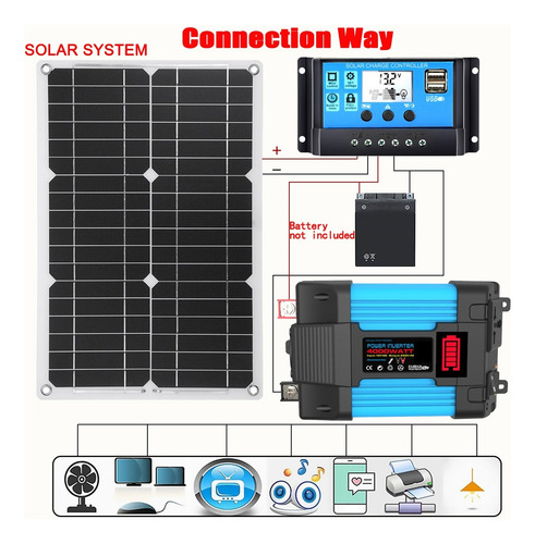 6000w Inversor De Bateria Solar 110/220v Painel Solar 100w