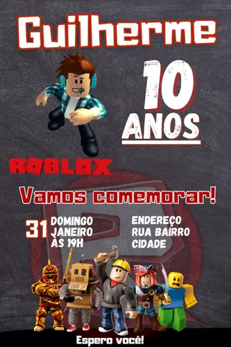 Criar convite de aniversário - Convite Roblox Vermelho