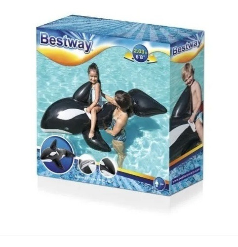Imagem 6 de 6 de Boia Bote Infantil Inflável Baleia Orca Realístico Com Alças