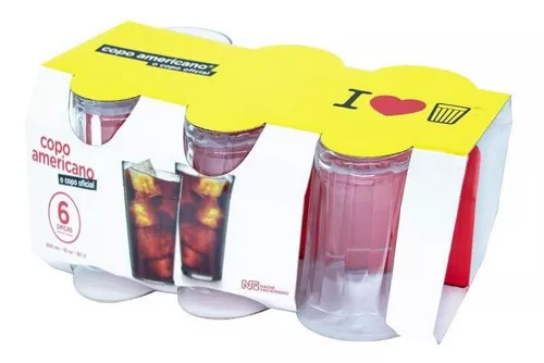 Jogo Copo Americano Multiuso Long Drink 300ml - Kit 6 Un Cor Transparente