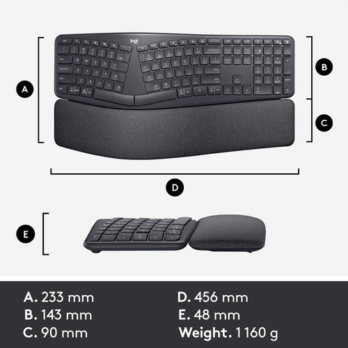 Teclado Inalámbrico Ergonómico Dividido Logitech Ergo K860