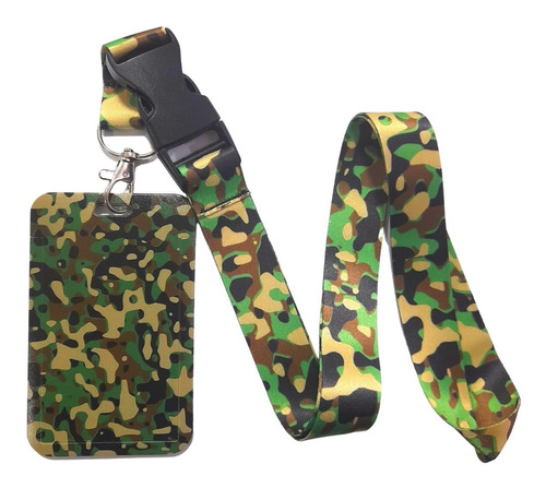 Portacredencial + Lanyard Militar Verde