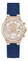 Comprar Reloj pulsera Guess GW0257L3 Moonlight con correa de acero inoxidable color azul marino fondo oro rosa