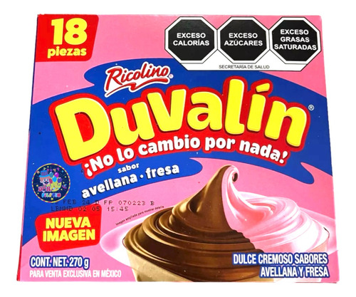 Ricolino Duvalin Sabor Avellana Con Fresa 18 Pz