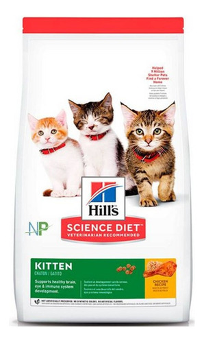 Alimento Hill's Kitten Comida Hill's Science Diet Kitten Para Gatos Pequeños para gato cachorro de raza pequeño sabor pollo en bolsa de 3.2kg