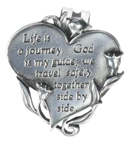 (abbey & Ca Gift Heart Visor Clip, Life Is A Journey, Plata,