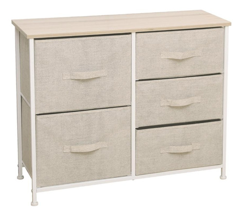 Mueble 5 Cestos Tela/acero Beige