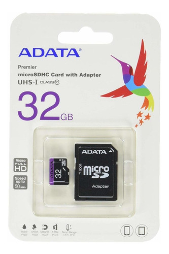 Imagen 1 de 2 de Memoria Micro Sd Adata 32gb Clase 10 Ausdh32guicl10-ra1