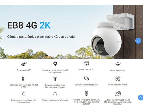Kit De Camara Eb8 4g 2k Exteriores Con Gps + Panel Solar