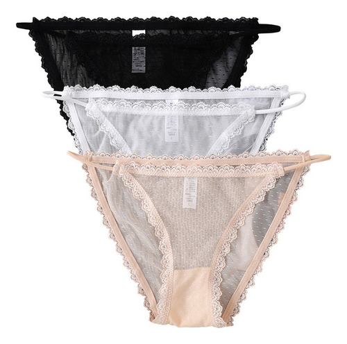 Pack De 3 Cacheteros Mujer Encaje Sexy Tangas De Mujer S [u]