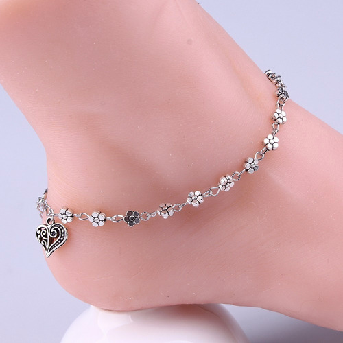 Pulseras Cadena De Cuentas De Plata Tobillera Tobillo Sandal