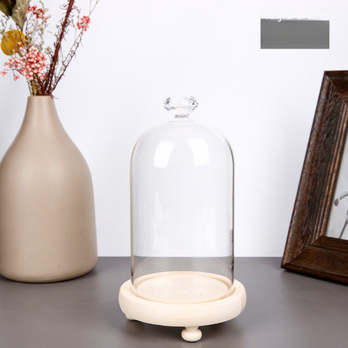 Cúpula De Cristal Con Rosa Eterna Y Base Plana De Tronco