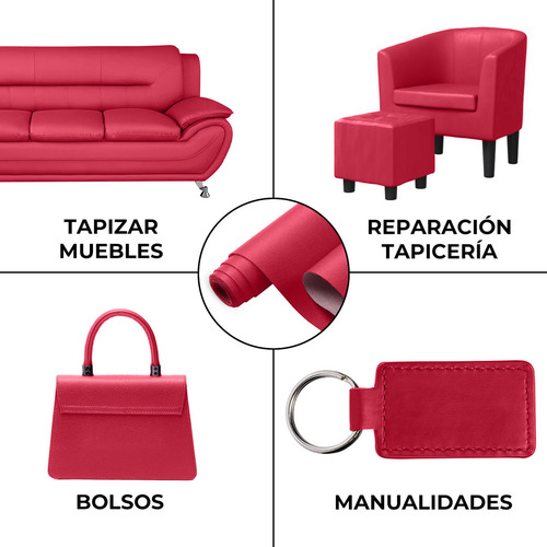 Tela Vinipiel rollo 1.40m x 10m tapizar color rojo liso Be Brandless Tela Jazz