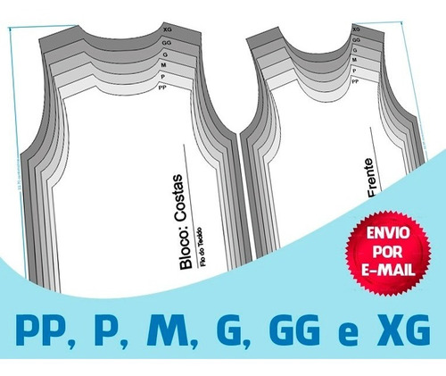Regatas Masculinas Moldes - Pp, P, M, G, Gg E Eg