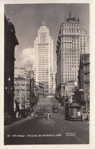 1949 Brasil Fotografia Postal Avenida Sao Joao Sao Paulo