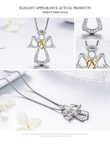 Imagen 2 de 6 de Collar Para Mujer Dije Angel Fabricado En Plata 925
