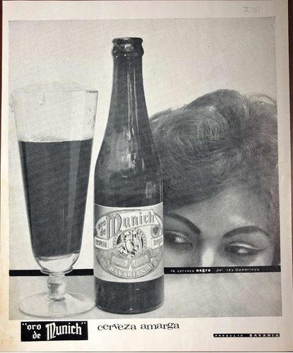 Cerveza Bavaria Munich Antiguo Aviso Publicitario De 1961