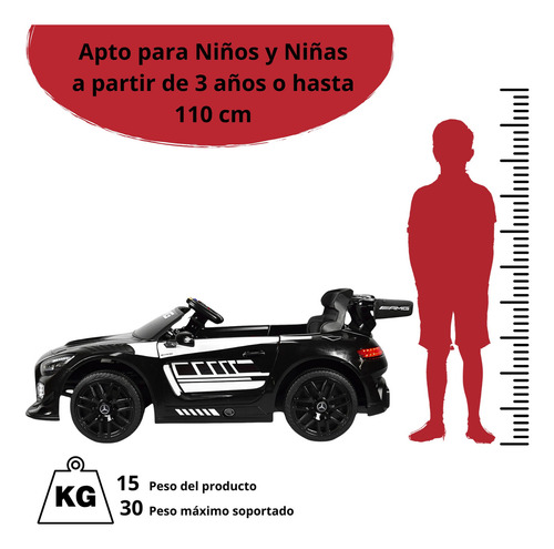 Montable Electrico Para Niño Mercedes Benz Carro De Carreras Color Negro
